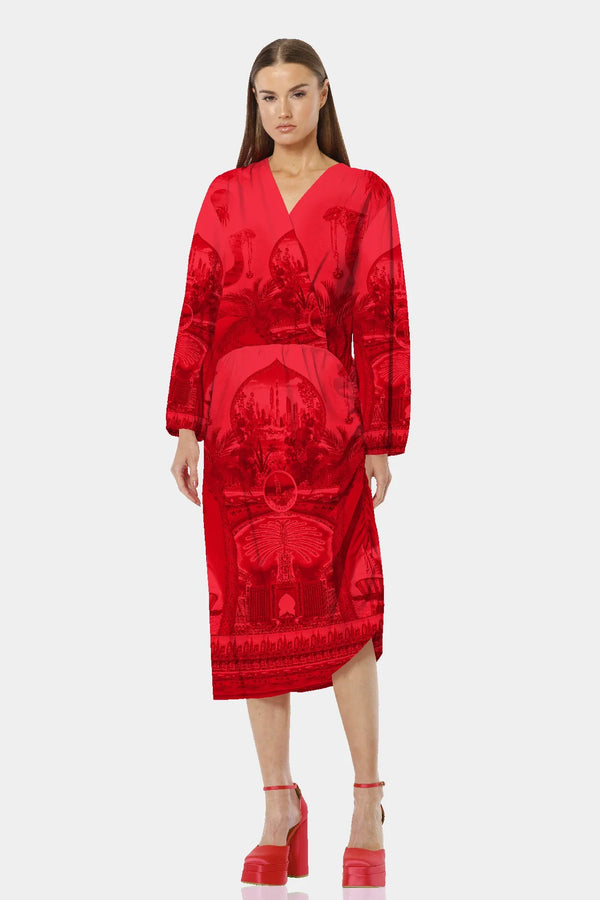 Red Holiday Printed Dress