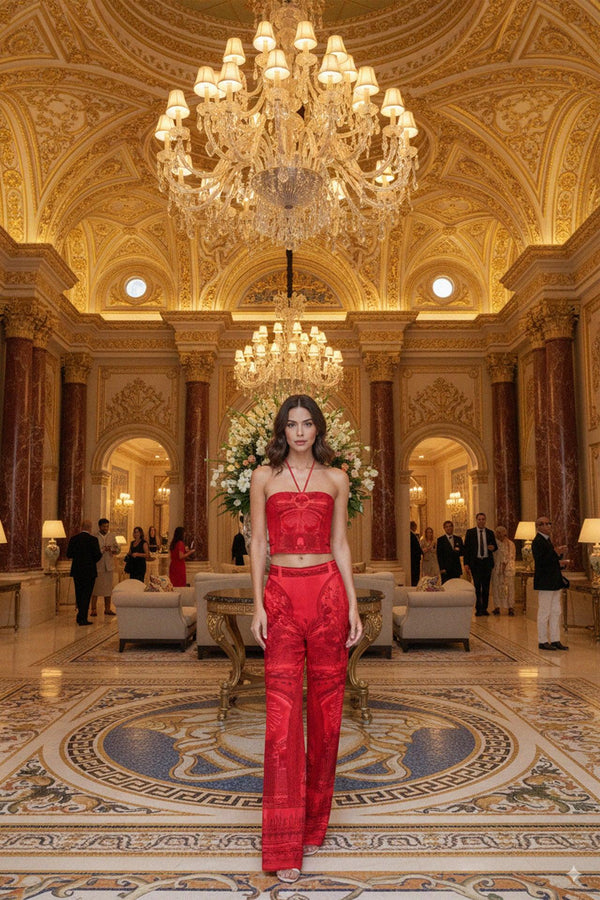 Designer Red Leg Pant