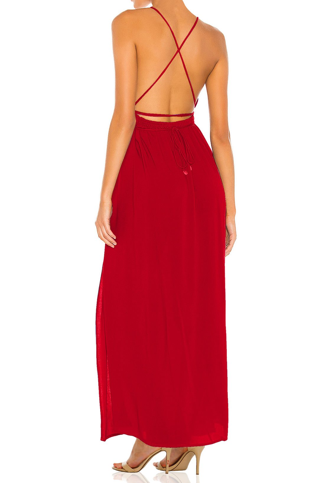 womens red maxi dress Cut Out Maxi Dress in Red