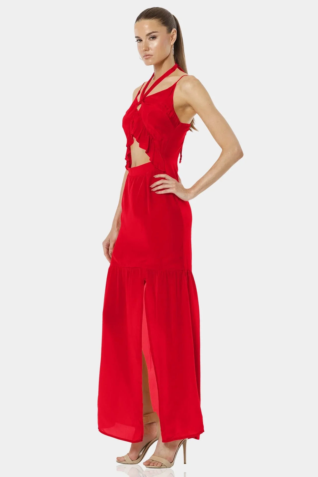 Cut Out Dress Red | Long Dress with Slit | Vacation Clothes |Qishma Large Cut Out Dress Red | Long Dress with Slit | Vacation Clothes |Qishma Large