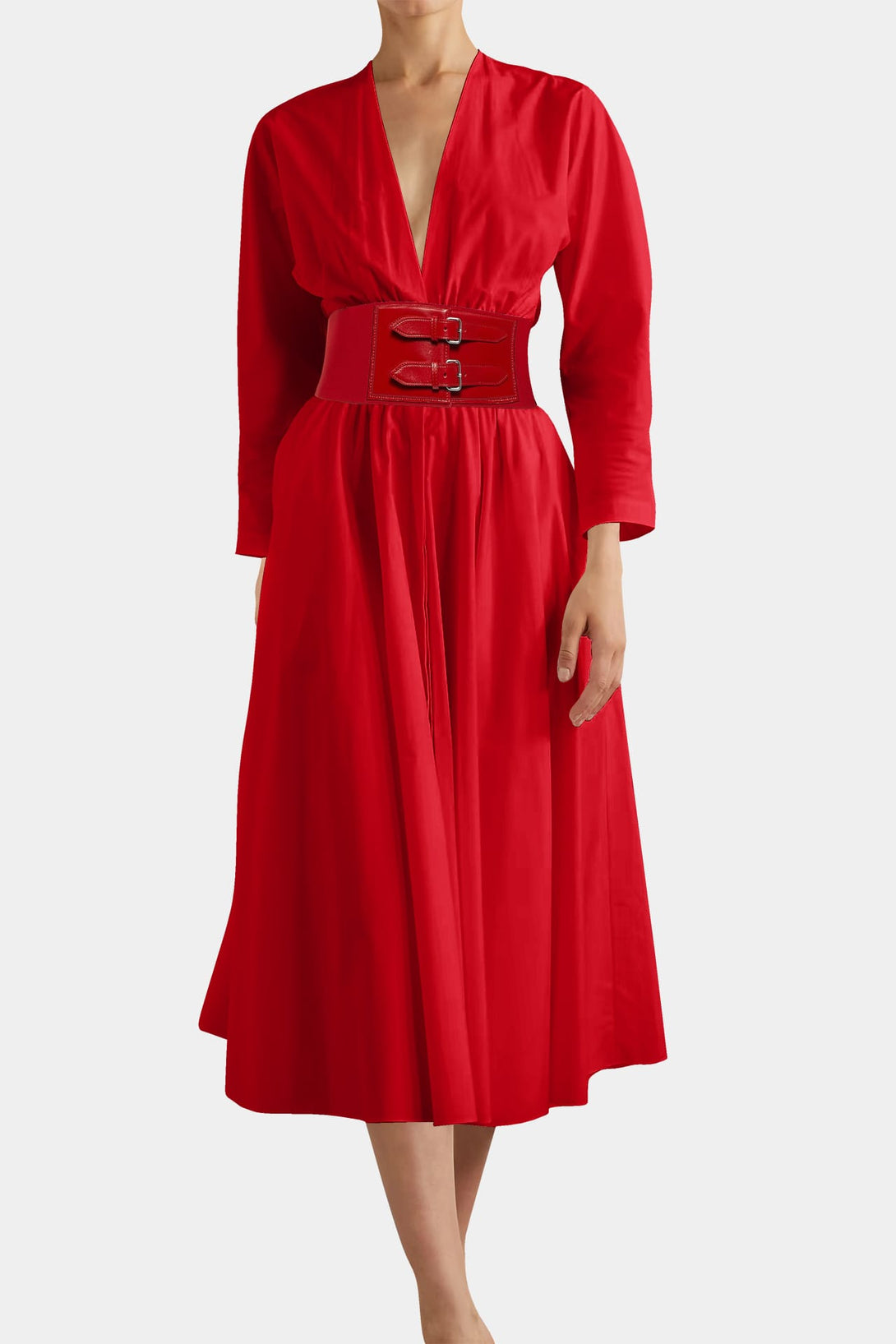 Designer Womens Red Midi Dress | Ladies Midi Summer Dress | Shahida Parides Custom Designer Womens Red Midi Dress | Ladies Midi Summer Dress | Shahida Parides Custom