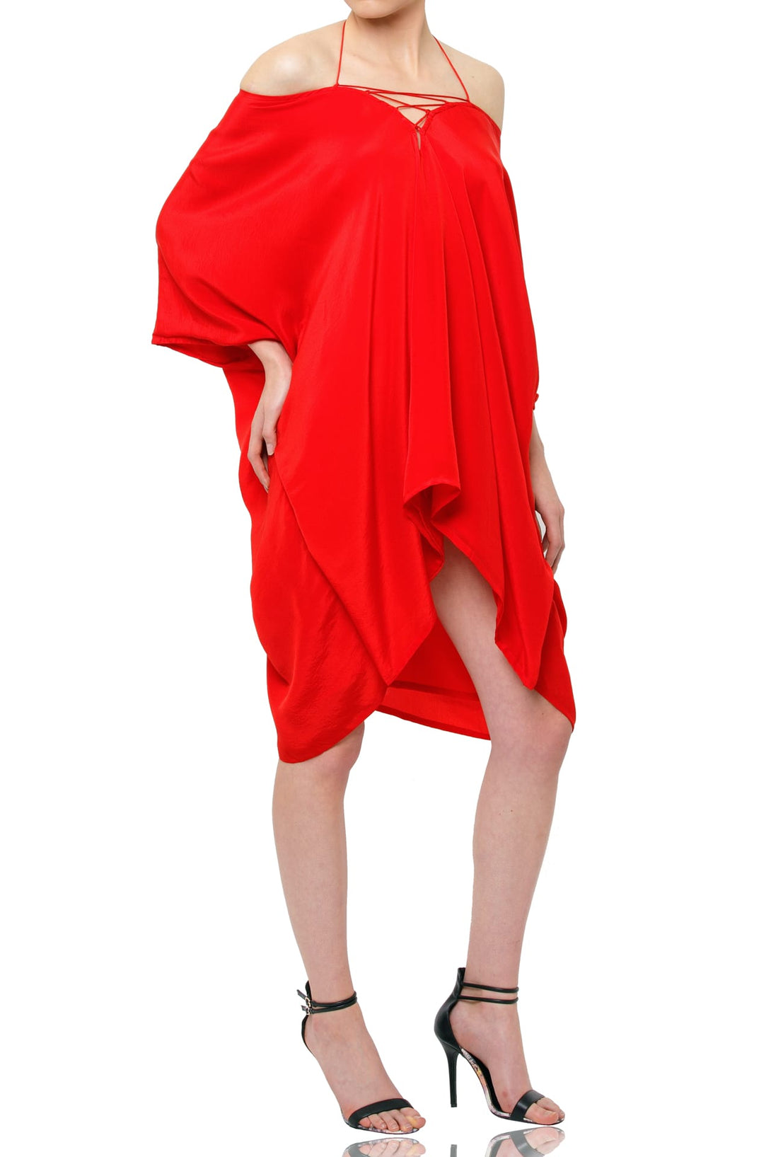   red short dress with sleeves, short kaftan, Shahida Parides, sexy mini dresses for women, embellished mini dress,