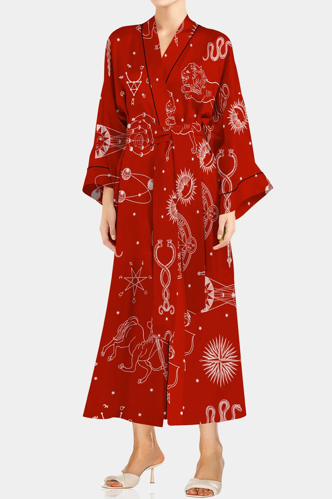 Kimono Clothing | Red Kimono Robe - Kyle X Shahida Large Kimono Clothing | Red Kimono Robe - Kyle X Shahida Large