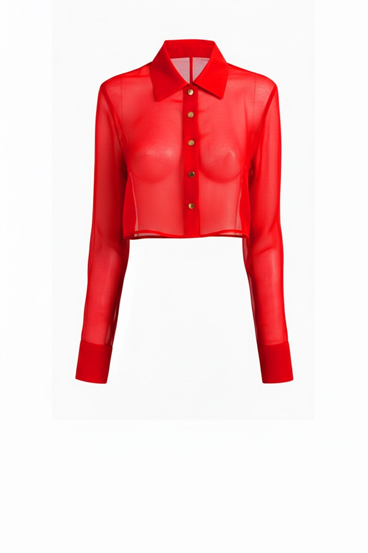 Red Sheer Organza Crop Shirt Women Party Luxe – Shahida Parides