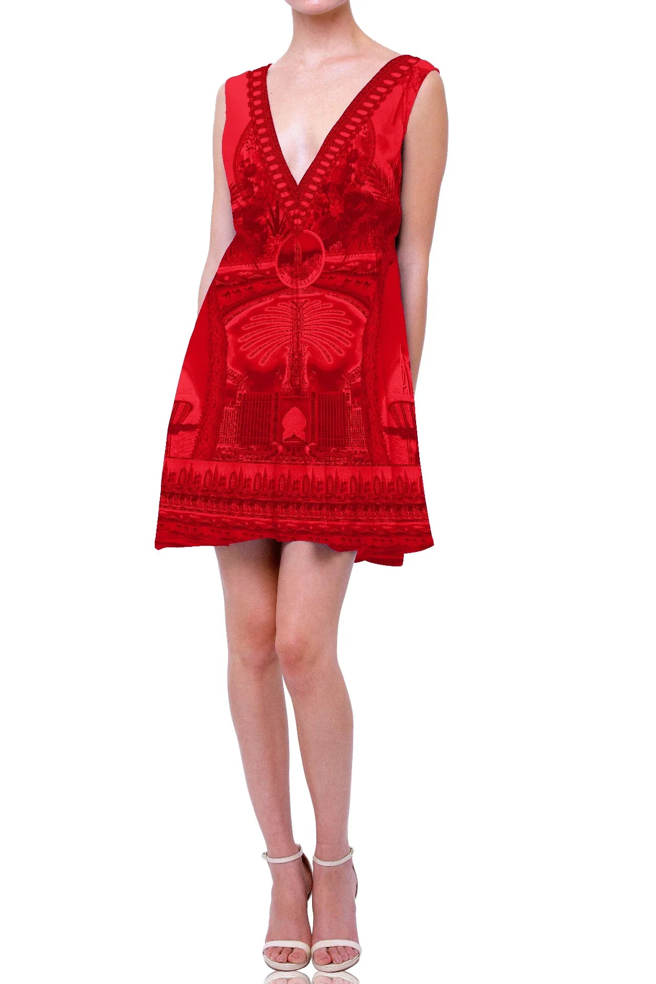 open lace back dress Sky Light Drawstring Bust Mini Dress Red main image 0