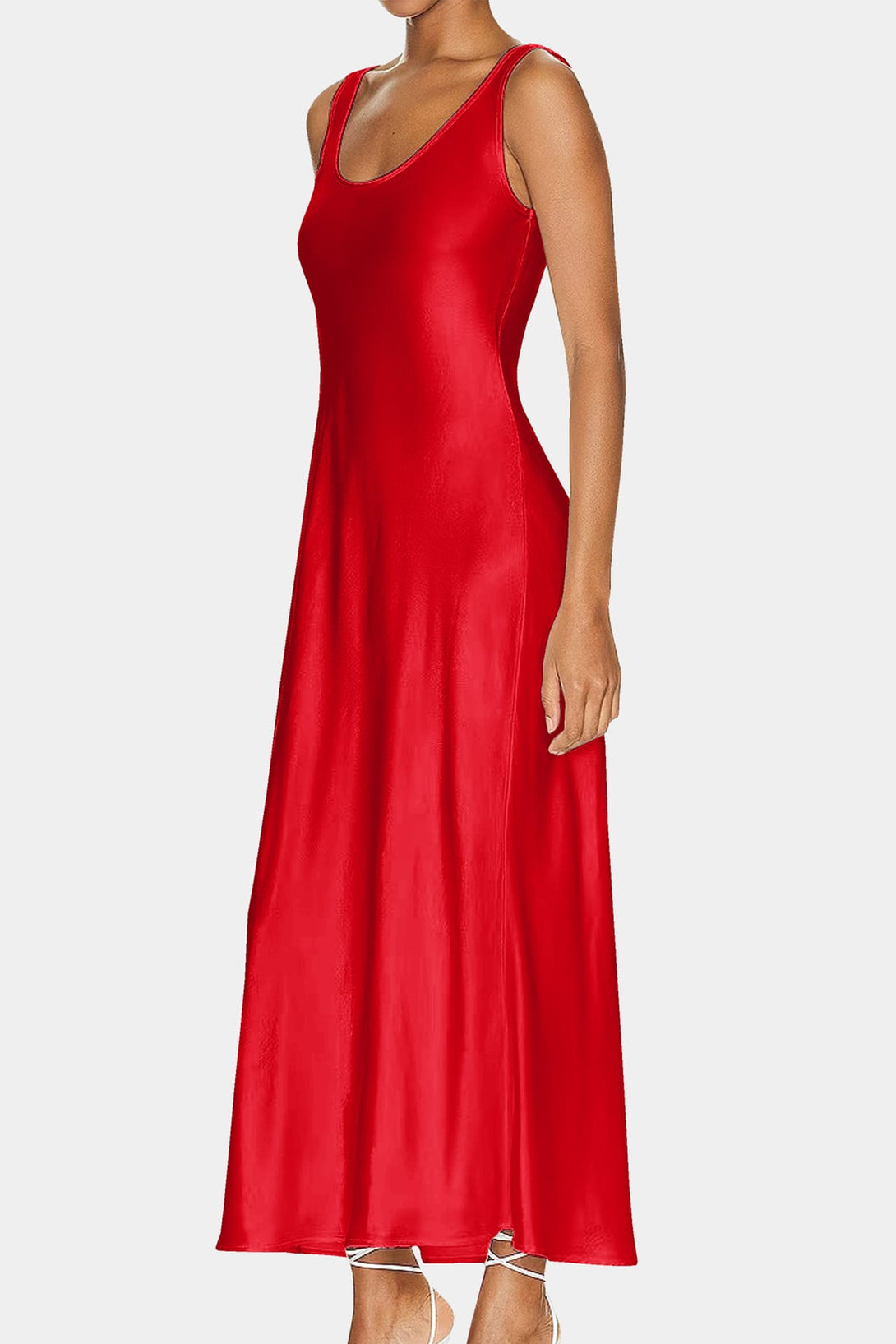  red cami bodycon dress, red satin slip dress, Shahida Parides, cami dress maxi,