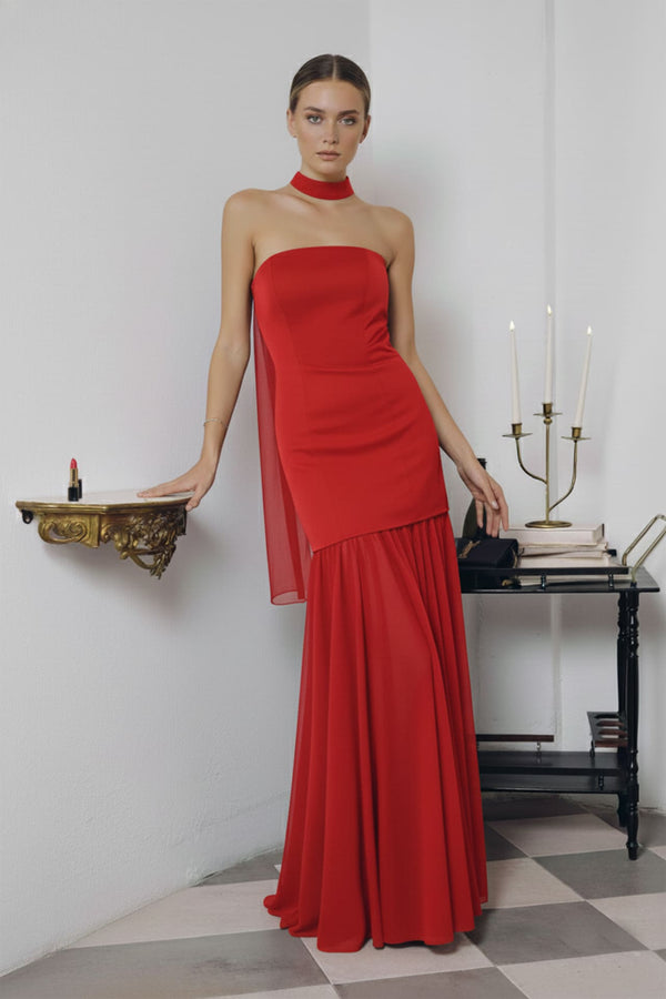 Red satin dress  Shahida Parides