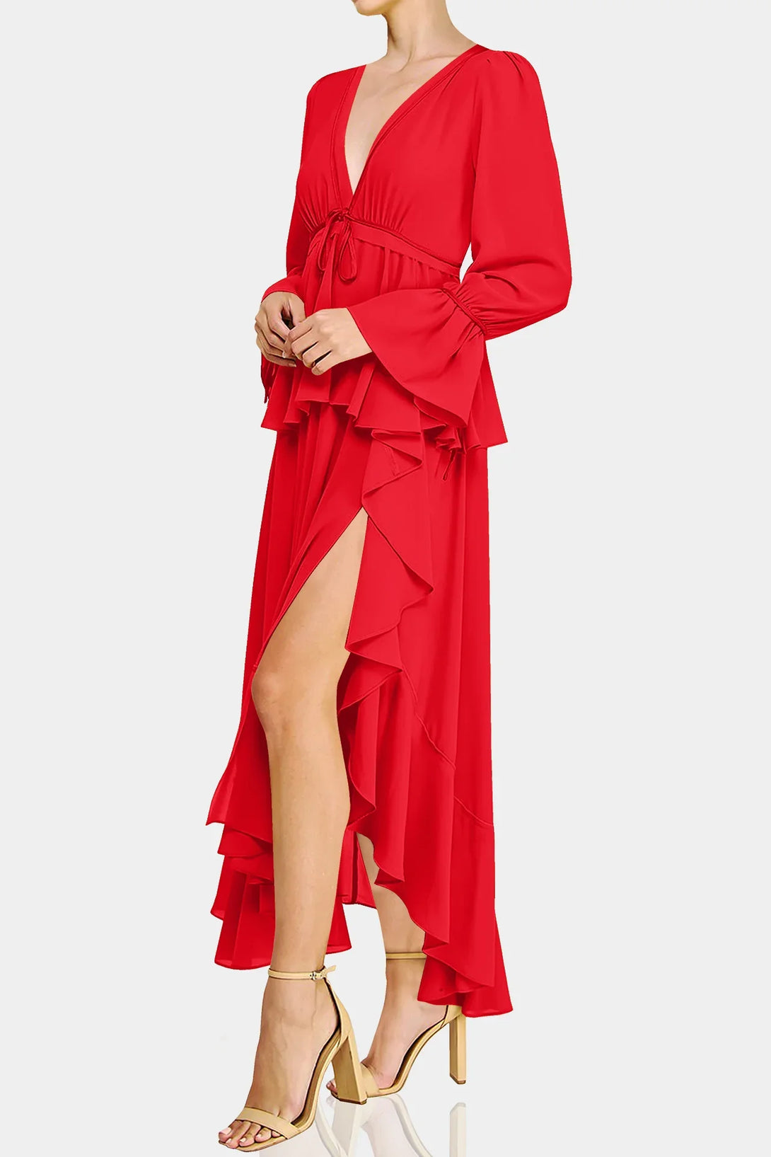 red color dress for women, ruffle dress, summer maxi dress, Shahida Parides,