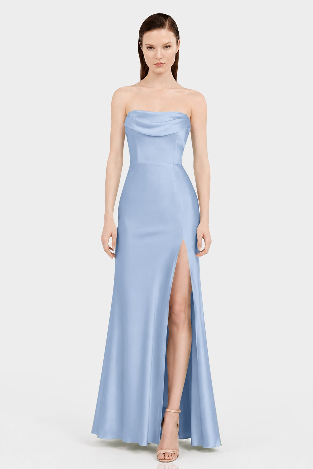 steel blue dress for wedding Bridesmaid Dresses in full length tulle skirt and zipper back.This bridesmaid dress is also available for junior bridesmaid.This long elegant bridesmaid dress can be custom made with no extra cost Wedding Steel Blue Evening Dress