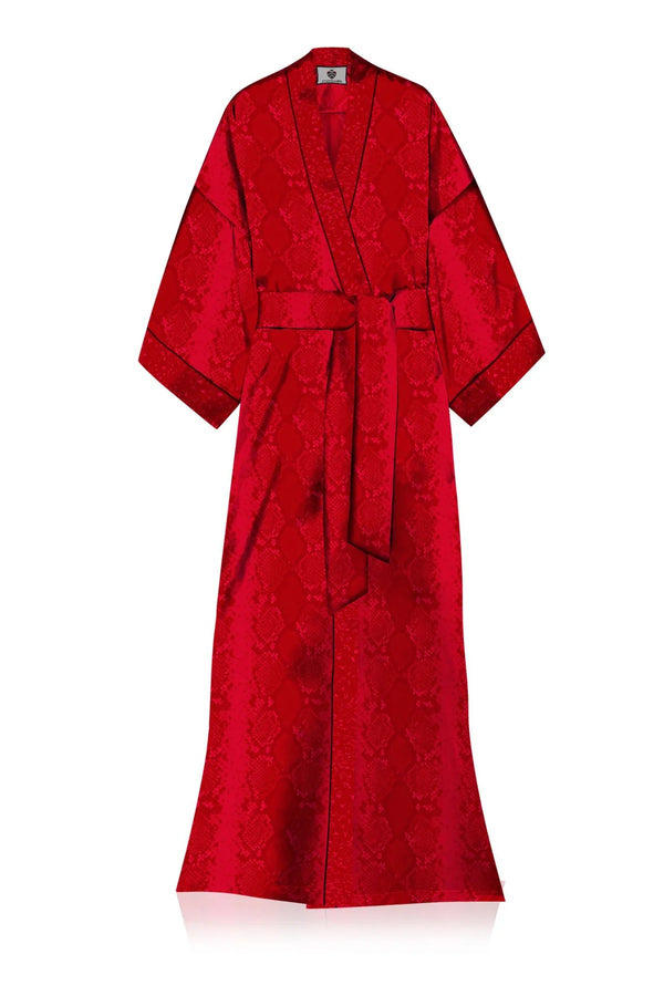 Made with Cupro Long Kimono Robe Dress in Blood Stone Medium