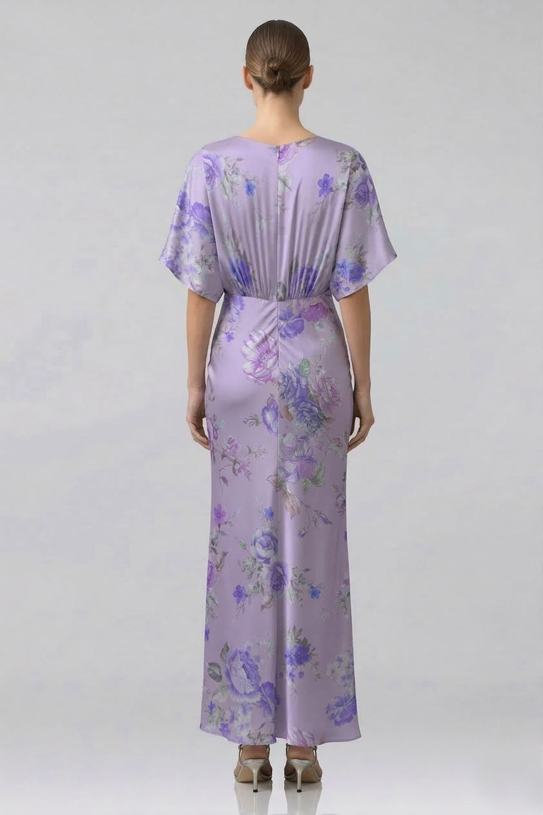gray floral bridesmaid dress Thyme Dreamy Floral Bridesmaid Dress Chiffon Size 2X