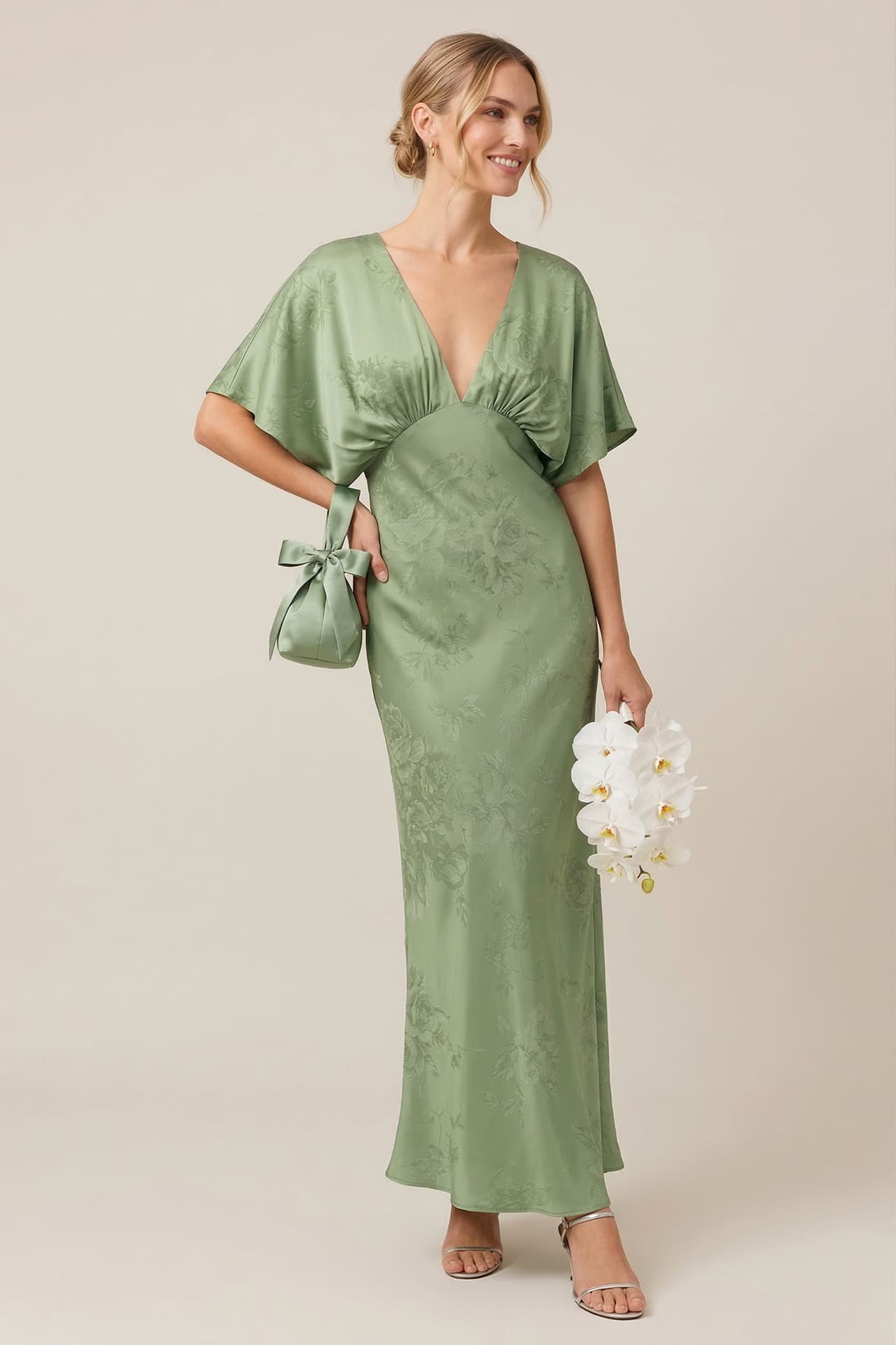 Sage Green Floral Satin Bridesmaid Dress | Bridal Party Dress | Shahida Shahida Parides Sage Green Floral Satin Bridesmaid Dress | Bridal Party Dress | Shahida Shahida Parides