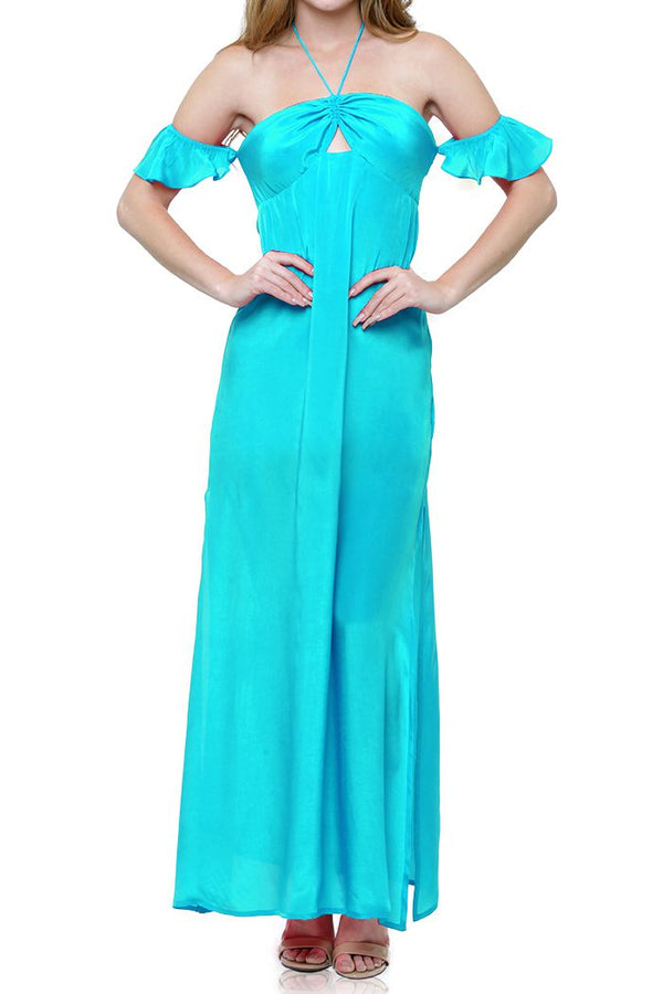  long blue dress formal, Shahida Parides, cut out back maxi dress, long summer dresses for women,
