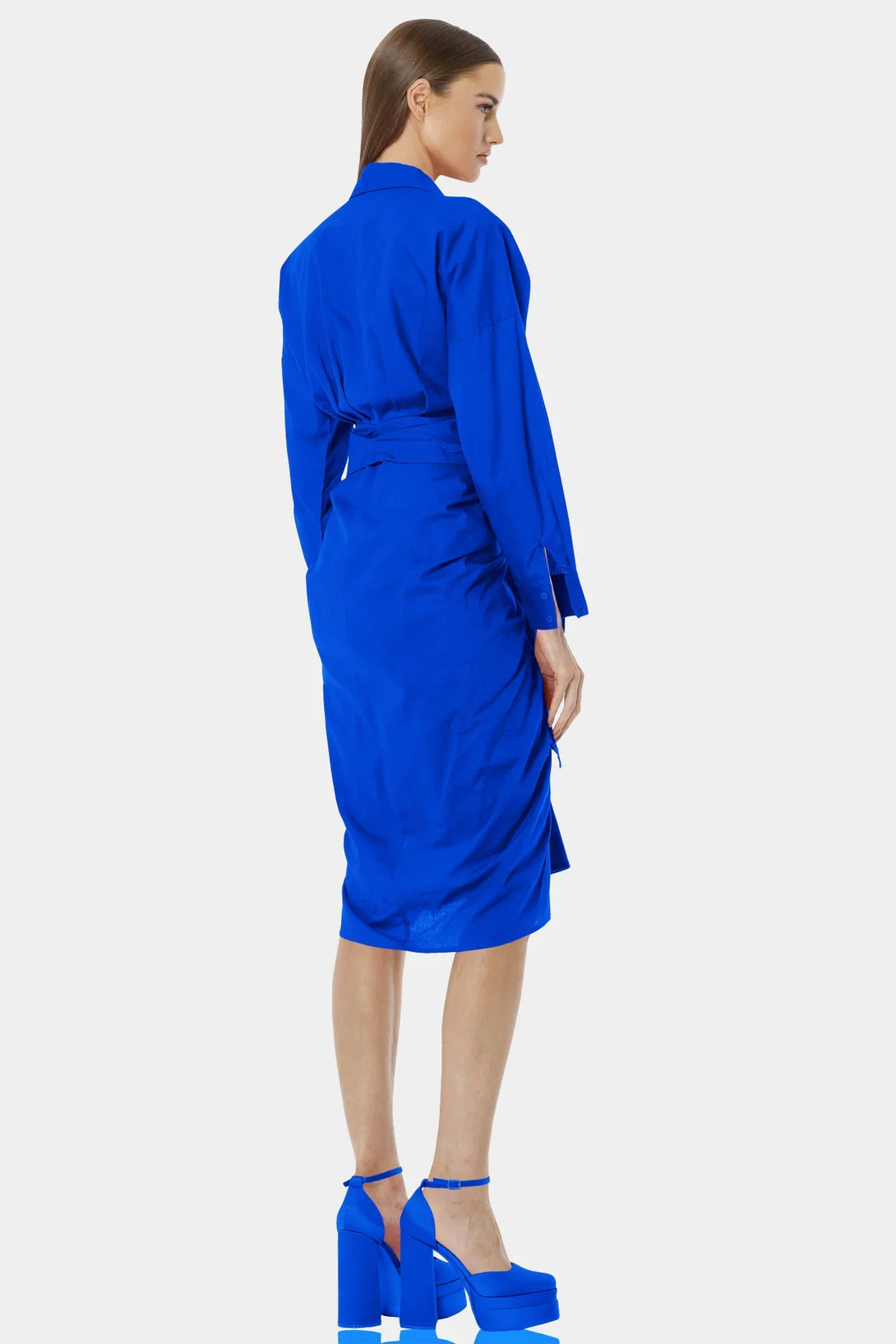 Blue Dress Shirt | Cotton Shirt Dress Midi - Shahida Parides Blue Dress Shirt | Cotton Shirt Dress Midi - Shahida Parides