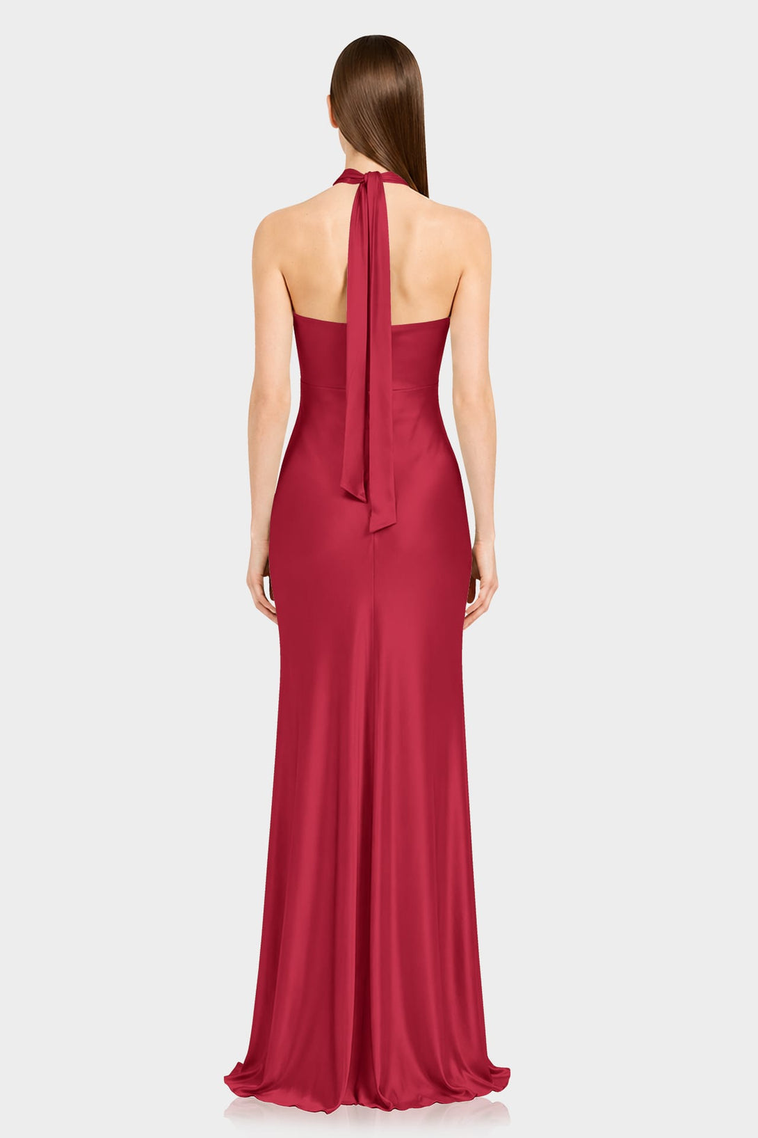 S Ruby Red Luxury Satin Occasion Gown for Holiday Parties
