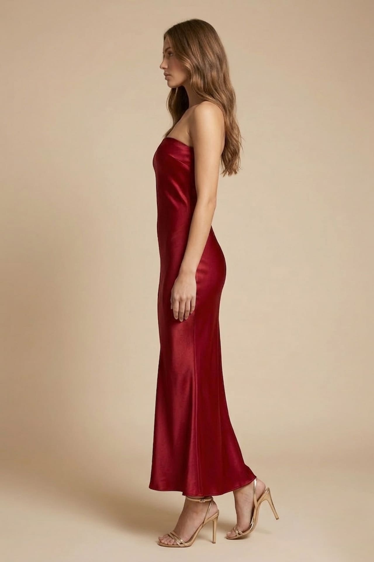 ruby red dress formal L Strapless for Events Simple and everlasting dresses for backyard wedding Size:13 1/2 XLONG Fairy Dress, Pixie Dress,