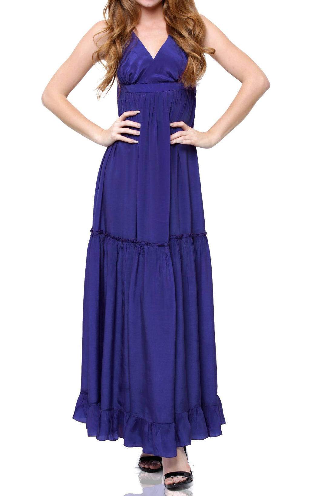  navy blue long dress, long summer dresses for women, plunge neck cocktail dress,