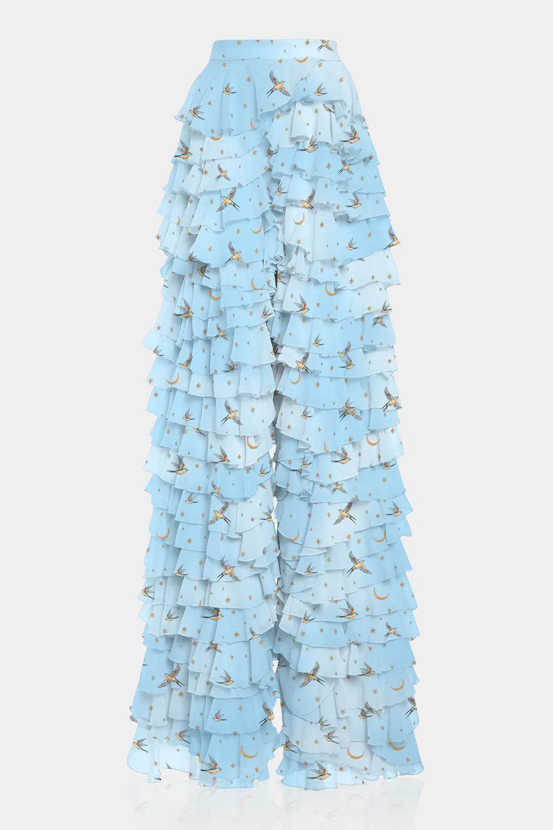 flare ruffle pants,
ruffle side pants,
women's ruffle bottom pants,
Shahida Parides,