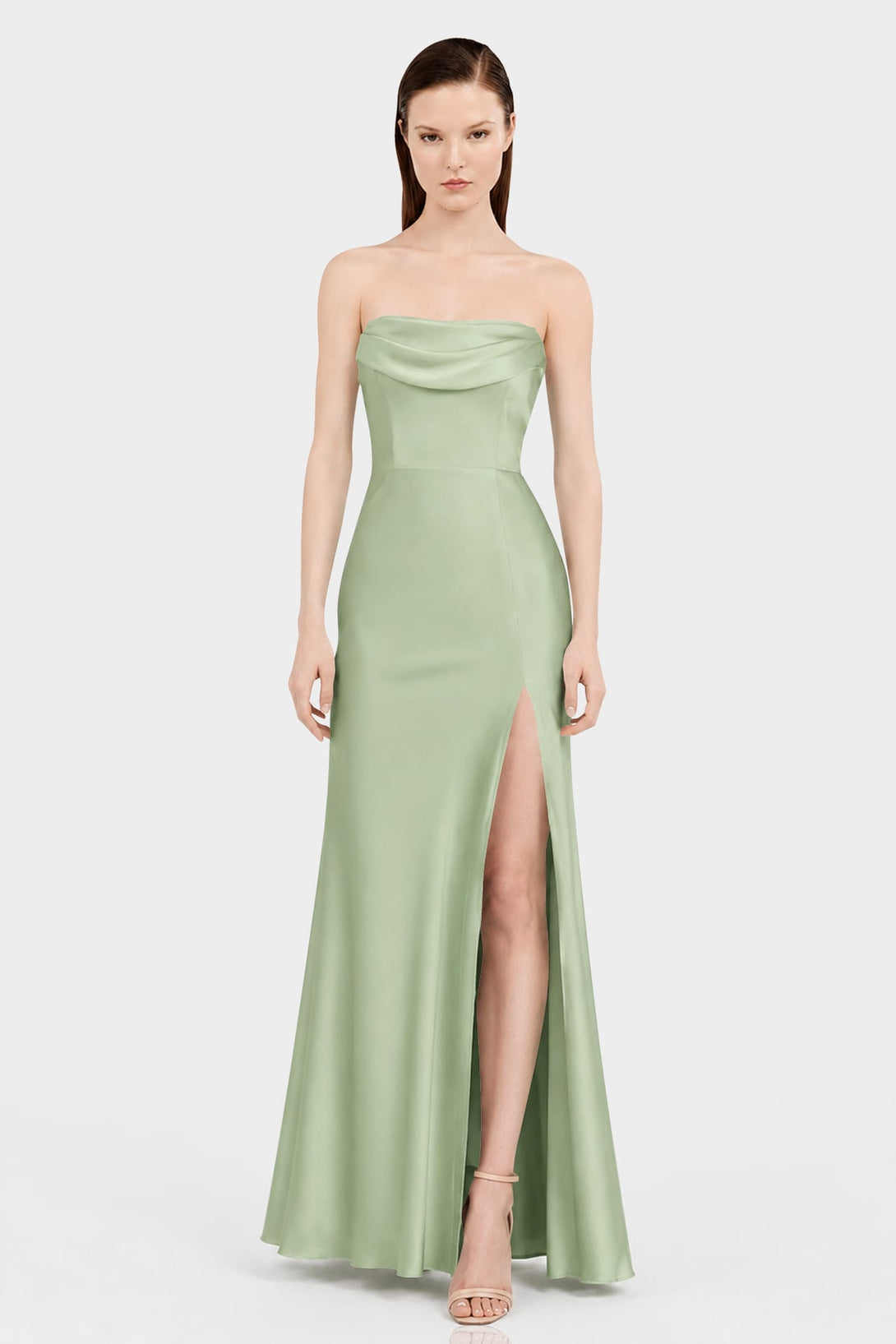 matte satin sage bridesmaid dresses Dress Bride