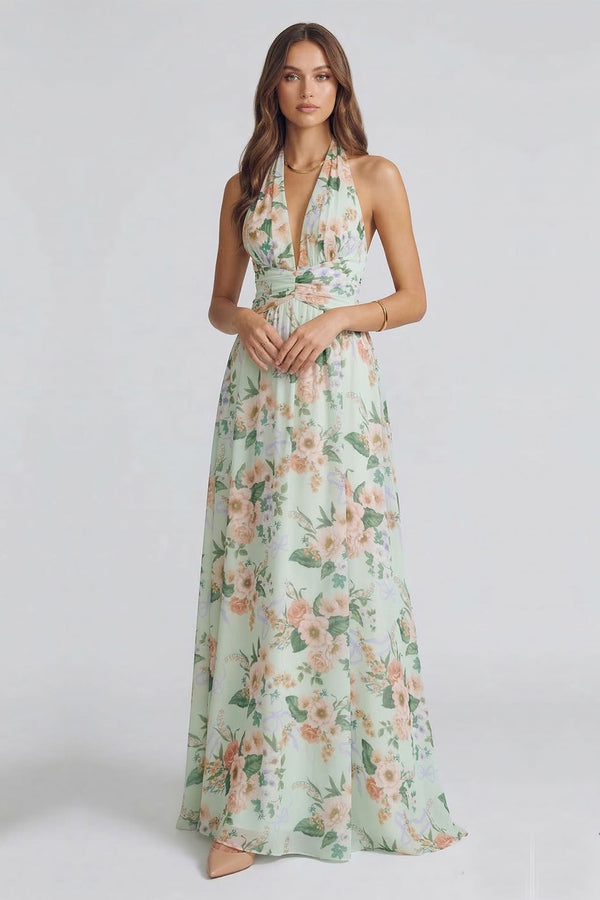 sage green halter bridesmaid dresses Zapaka Women Dusty Sage Bridesmaid Dress Halter Neck Satin Sheath Long Wedding Guest Dress, Satin color / US24W main image 0