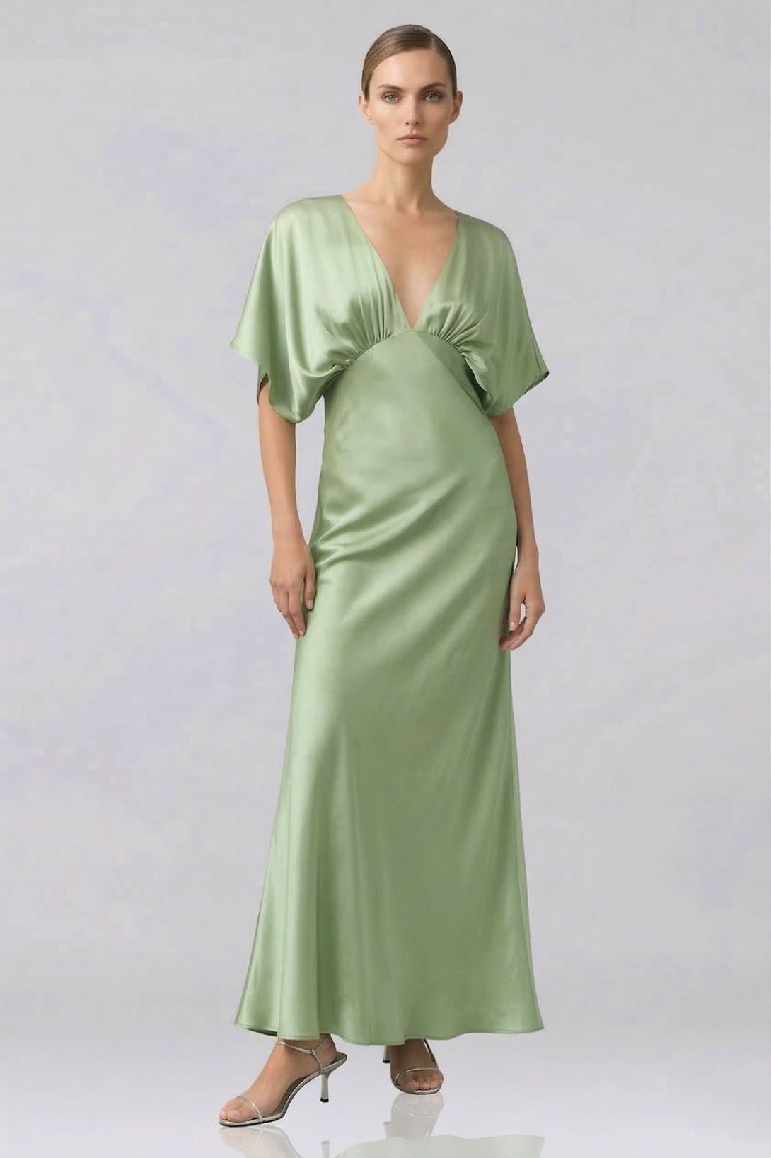 bridesmaid dresses sage green satin Sage Bridesmaid Dress Shiny Satin Size Medium