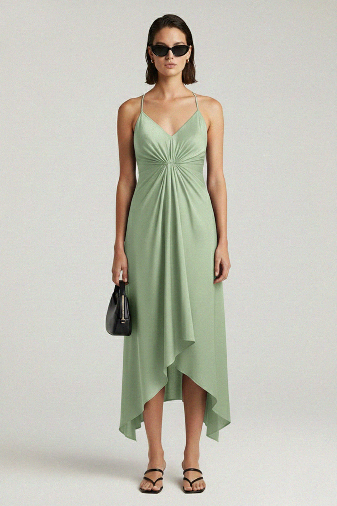sage green scarf dress One Size Luxury Midi weektag