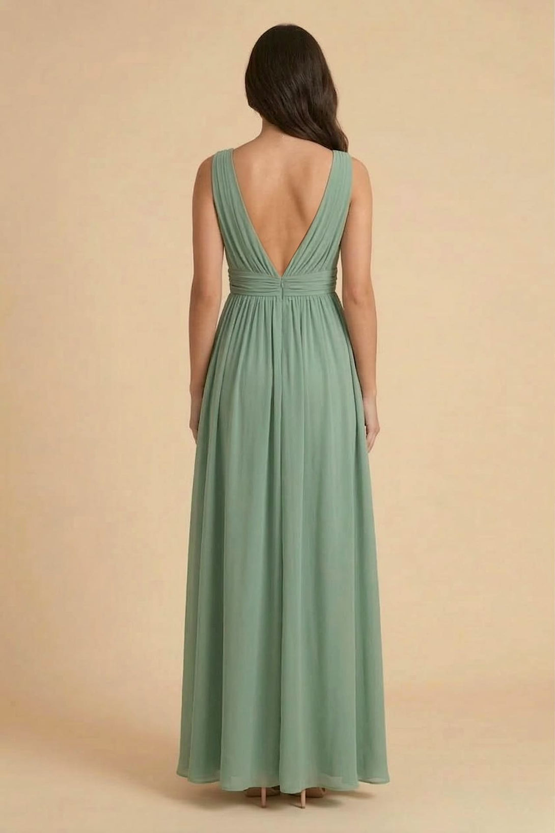 S / With Slit Sage Green Chiffon Maxi Dress Heaven Bridesmaid Dress V-Neck S / With Slit Sage Green Chiffon Maxi Dress Heaven Bridesmaid Dress V-Neck