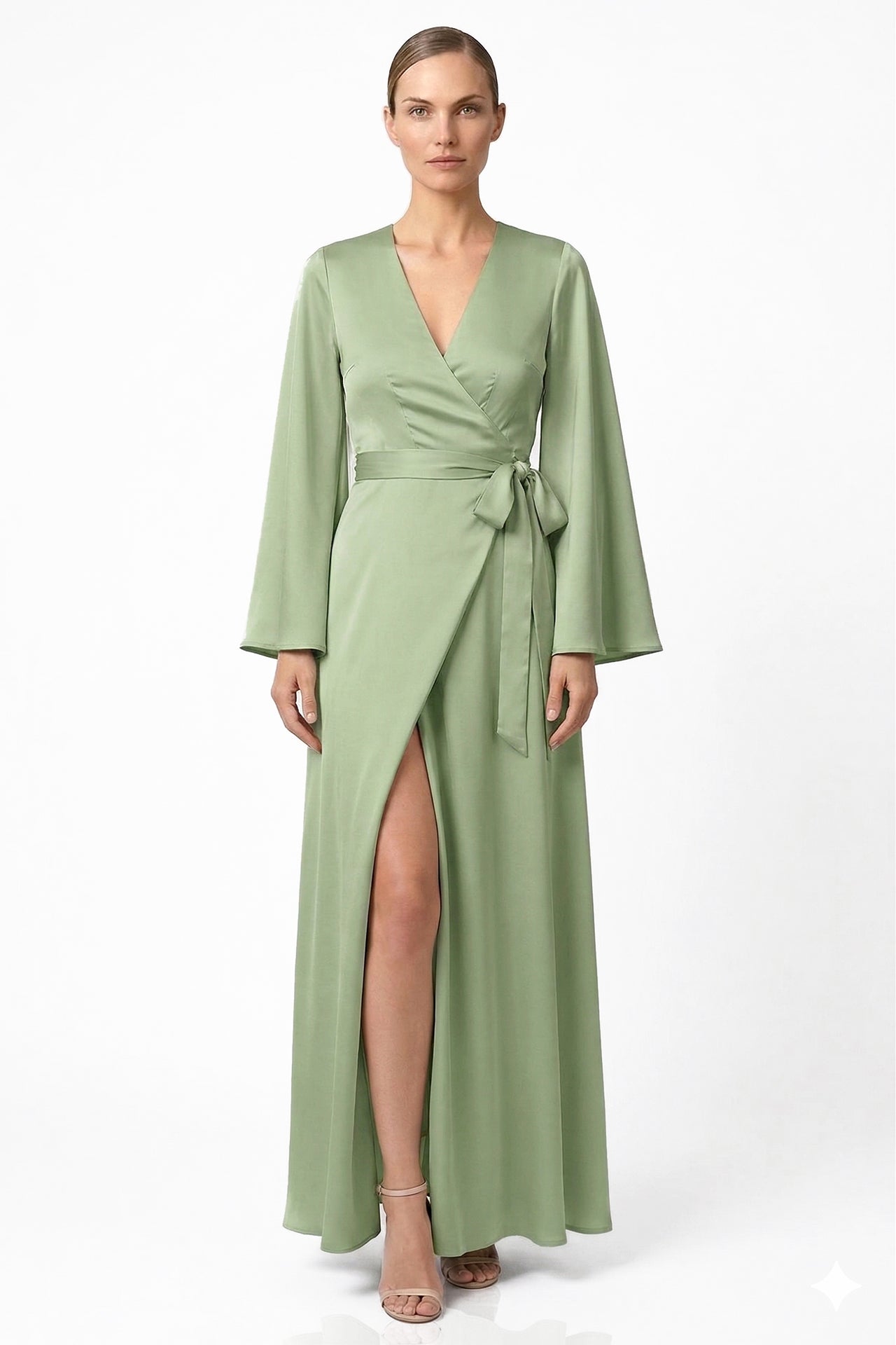 Long Sleeves Bridesmaid Wrap Dress  Shahida Parides