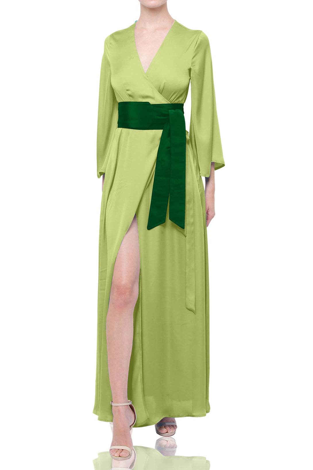 dress to go with green shoes Ladivine 7449 Elegant Satin A-line Formal Gown Sage / 6