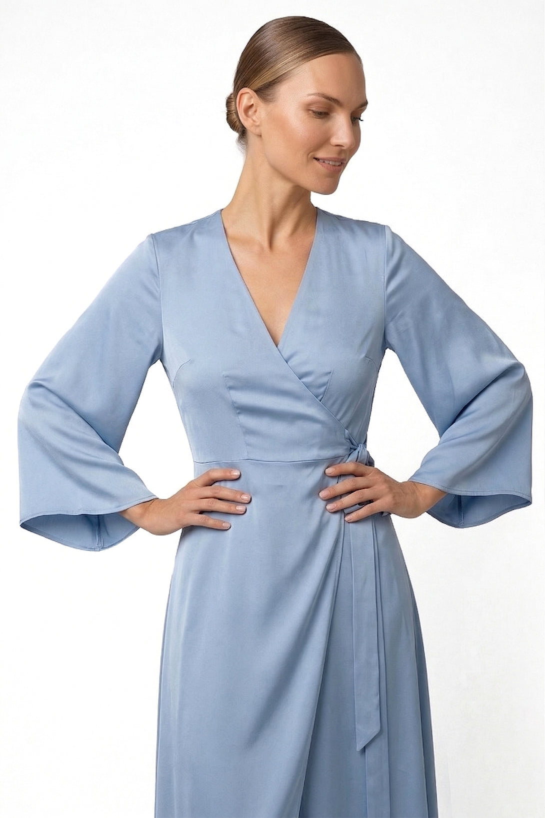 S Powder Blue Long Sleeve Floor Length Bridesmaid Dress S Powder Blue Long Sleeve Floor Length Bridesmaid Dress