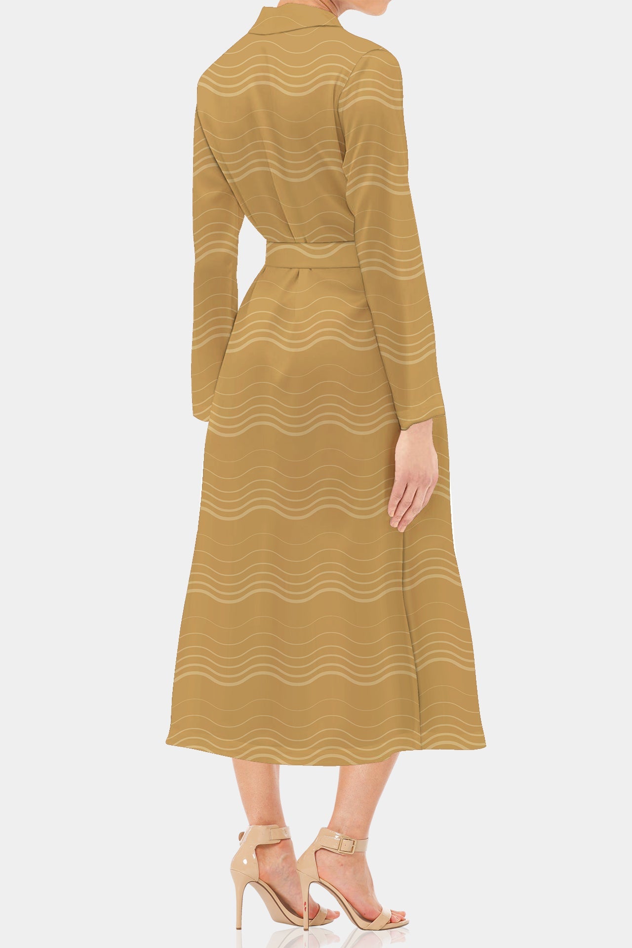 Designer Printed Robes | Long Sleeve Wrap Midi Dress