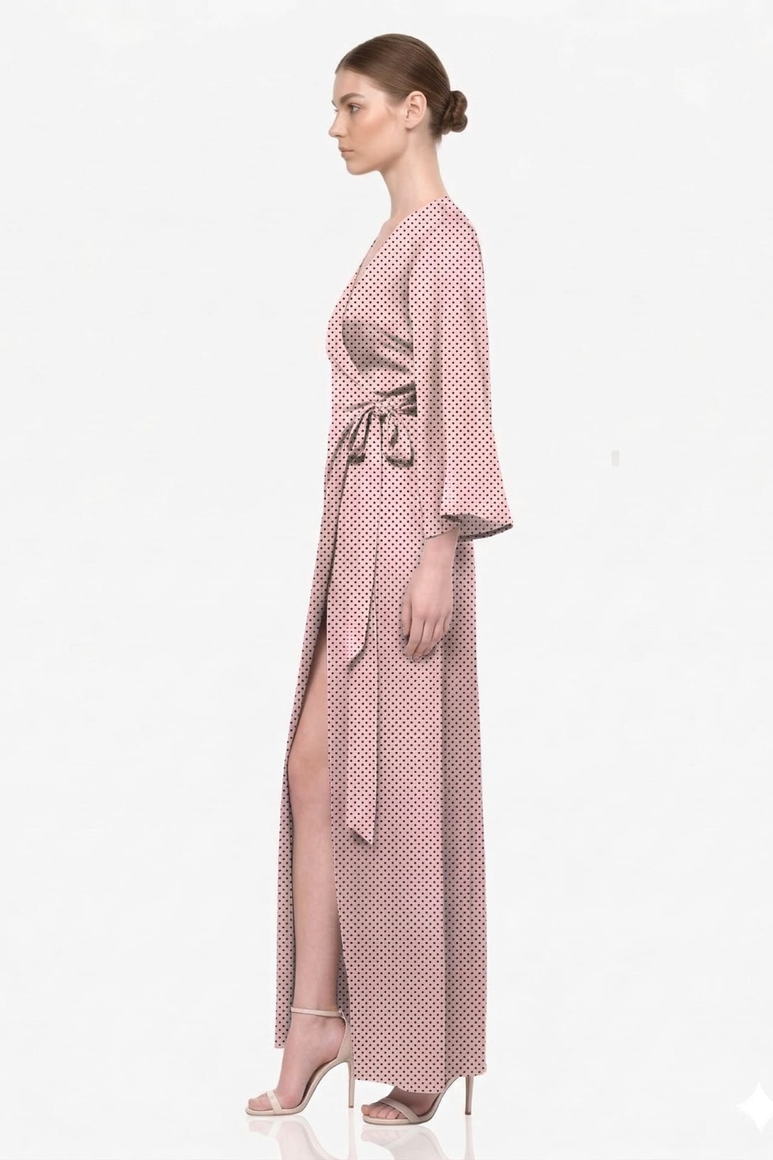 blush maxi wrap dress Leopard Maxi Wrap Dress in Blush + Cream