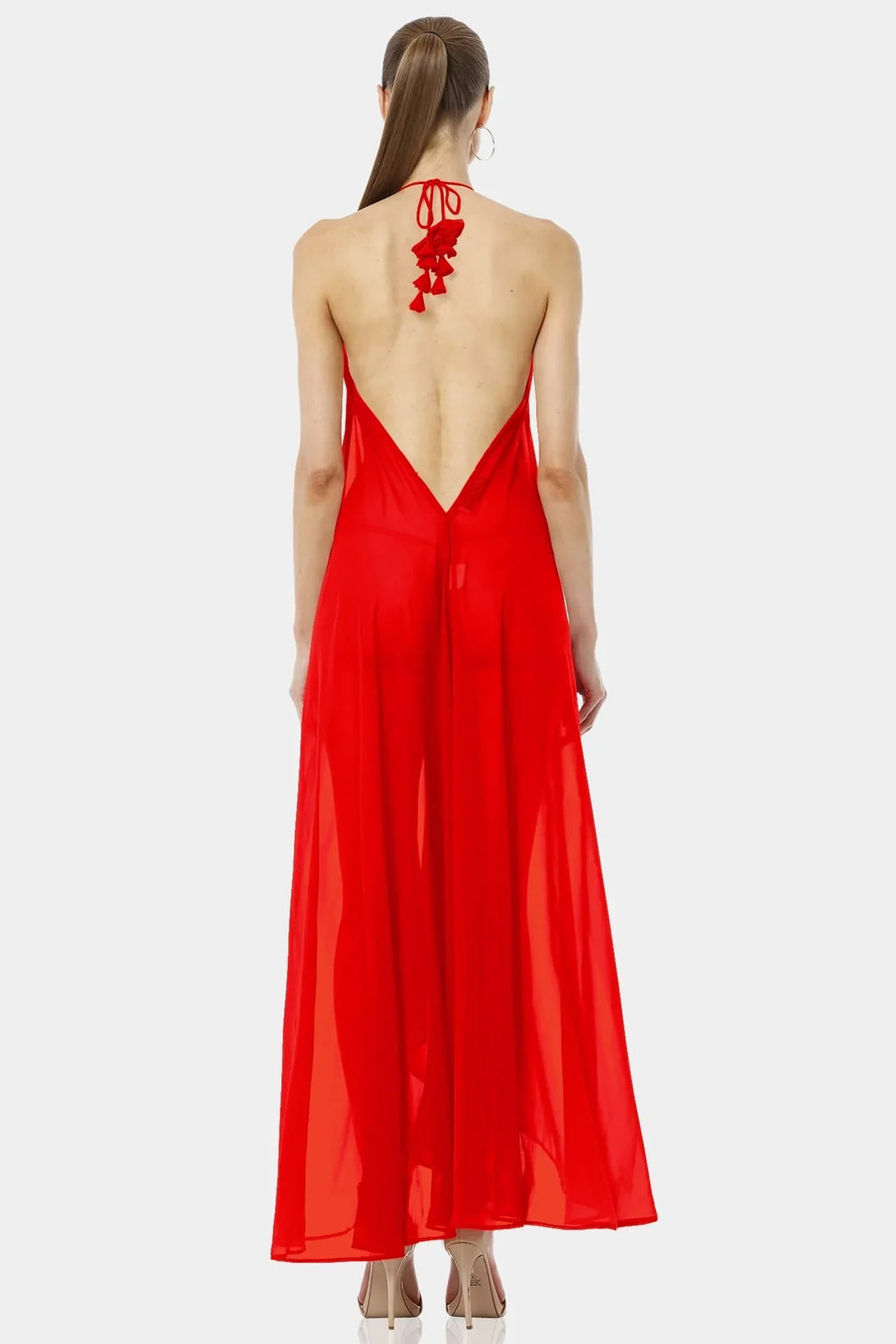 sachin and babi light blue dress LONG SLEEVE ASYMMETRIC EVENING DRESS WITH TWISTED BACK