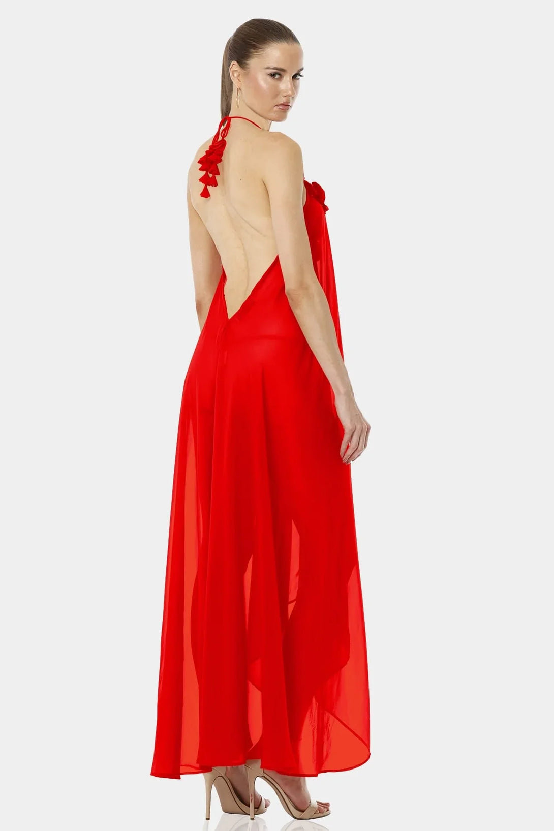Floor Length Maxi Dress | 3D Flower Dress | Maxi Red Gown | Qishma Extra Large Floor Length Maxi Dress | 3D Flower Dress | Maxi Red Gown | Qishma Extra Large