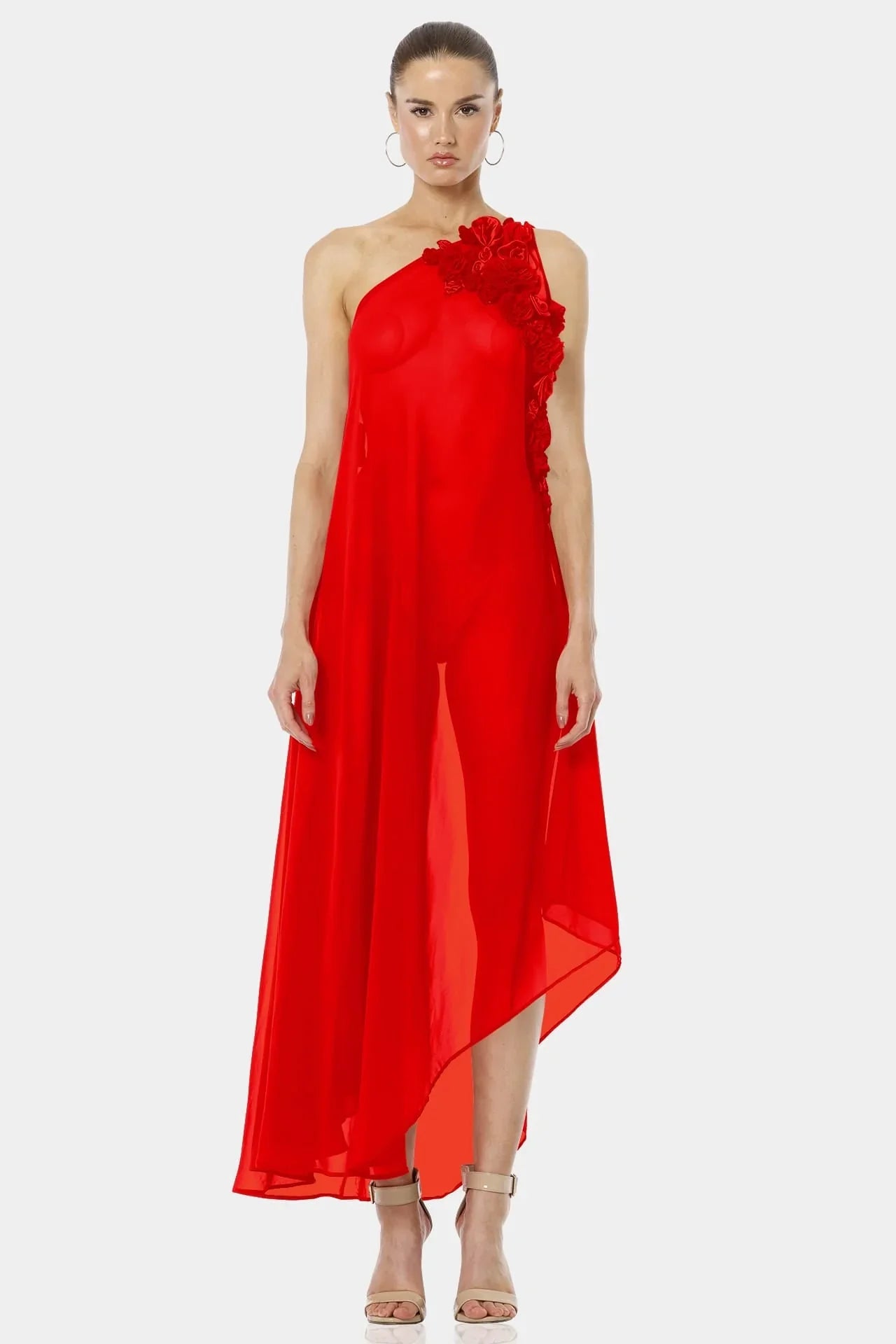 Scarlet Red Maxi Handkerchief Dress | Shahida – Shahida Parides