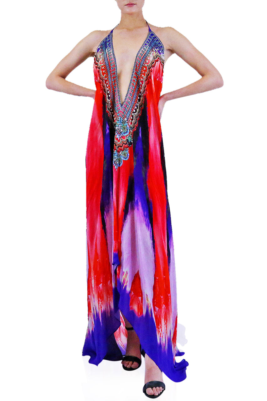  red dress for women, long silk dress, Shahida Parides, halter maxi dress, long flowy dresses,