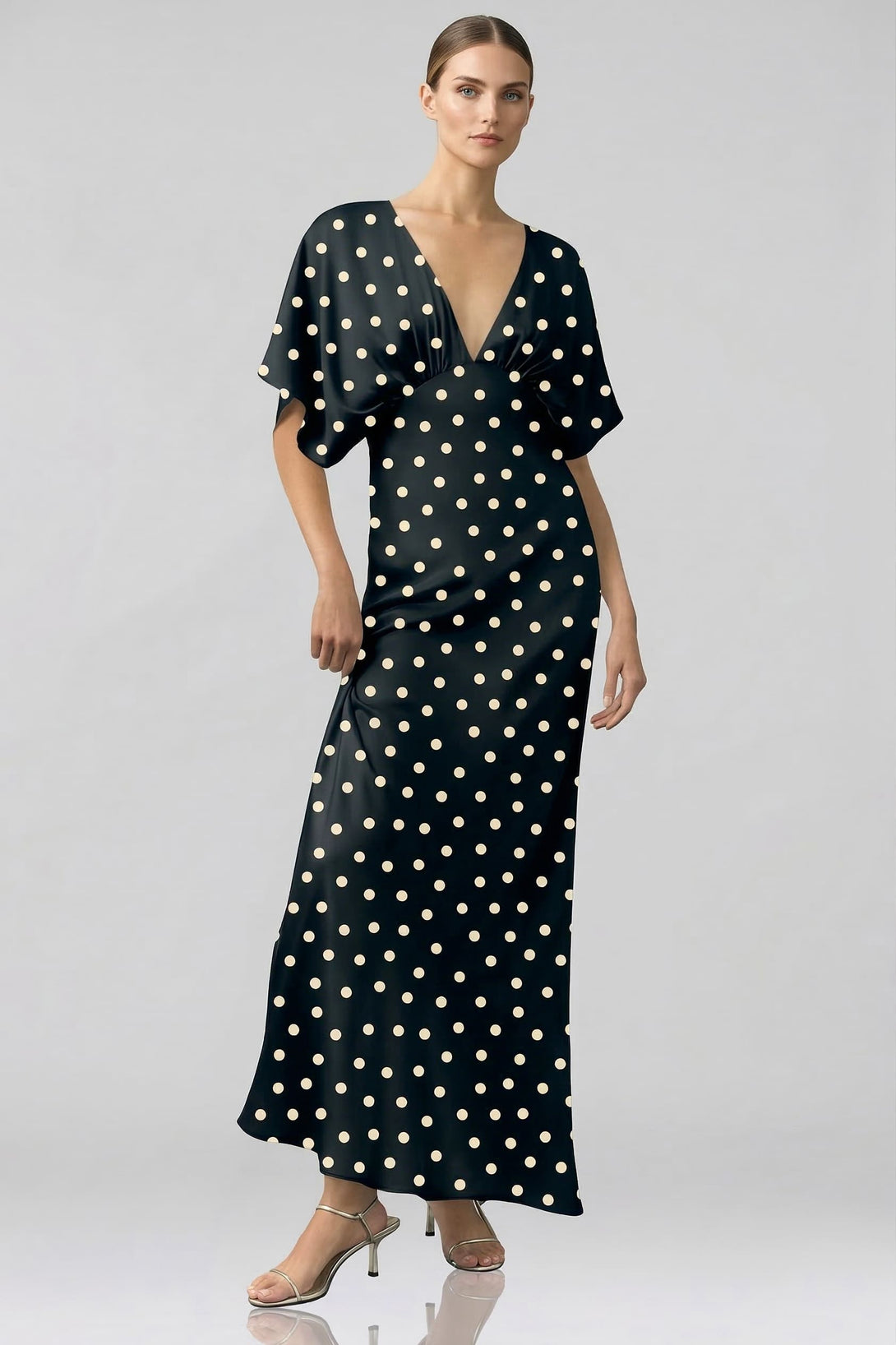 black and white satin dress One Off-the-shoulder Black and White Satin Dress