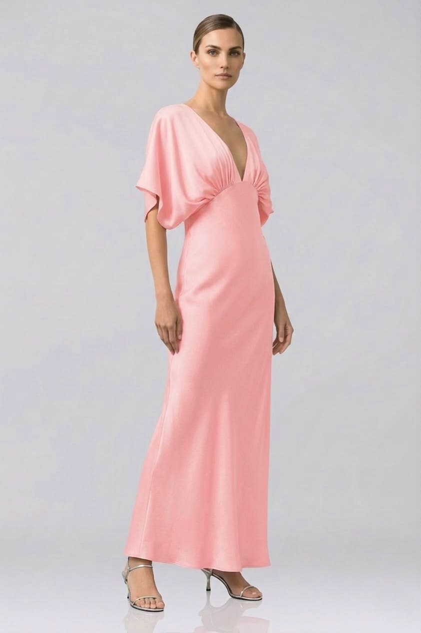 chinese dress ladies Beaded Blush Pink Evening Dresses Extra Long Sleeve Mother of the Brid –  Viniodress main image 1