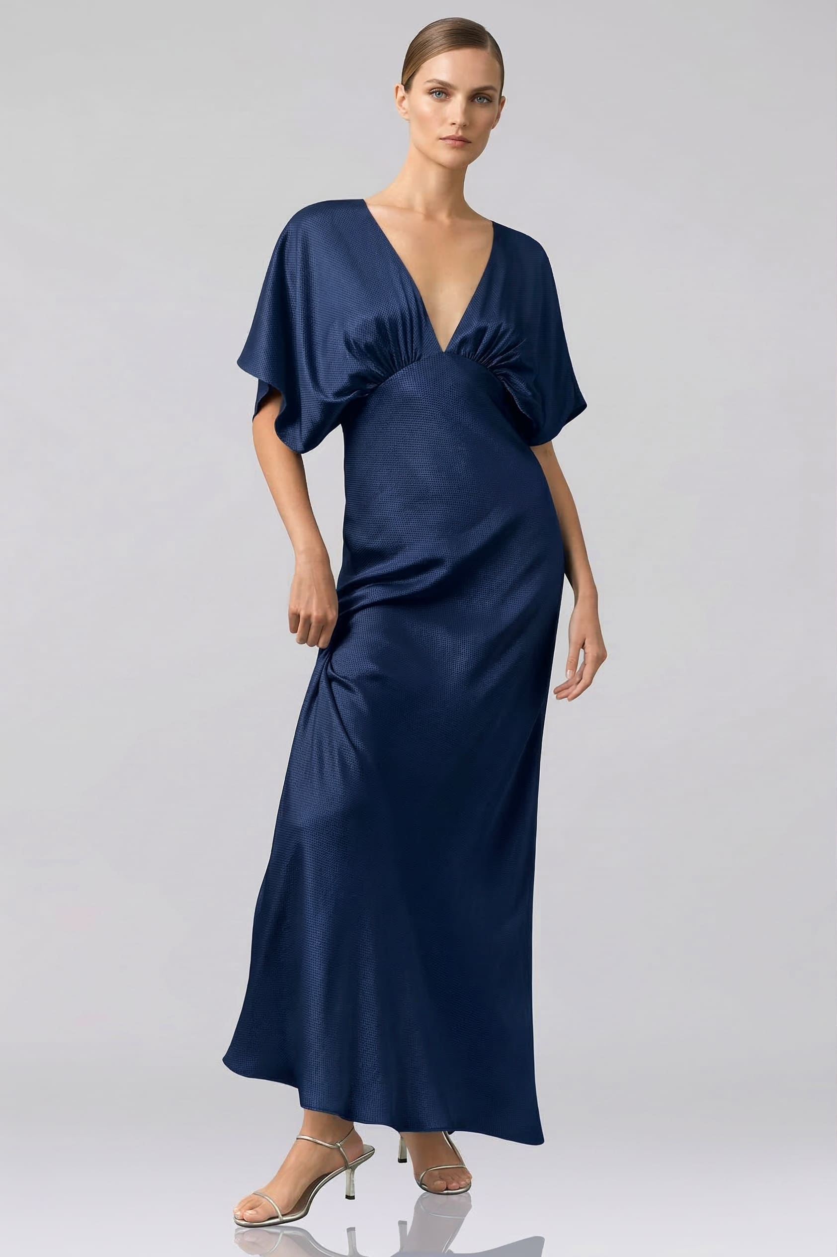 navy wrap bridesmaid dress Azazie Kimber