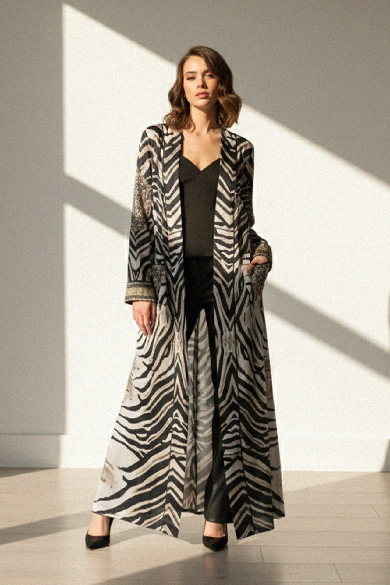 Designer Long Silk Kimono | Zebra Silk Robe | Kimono | Kyle X Shahida ...