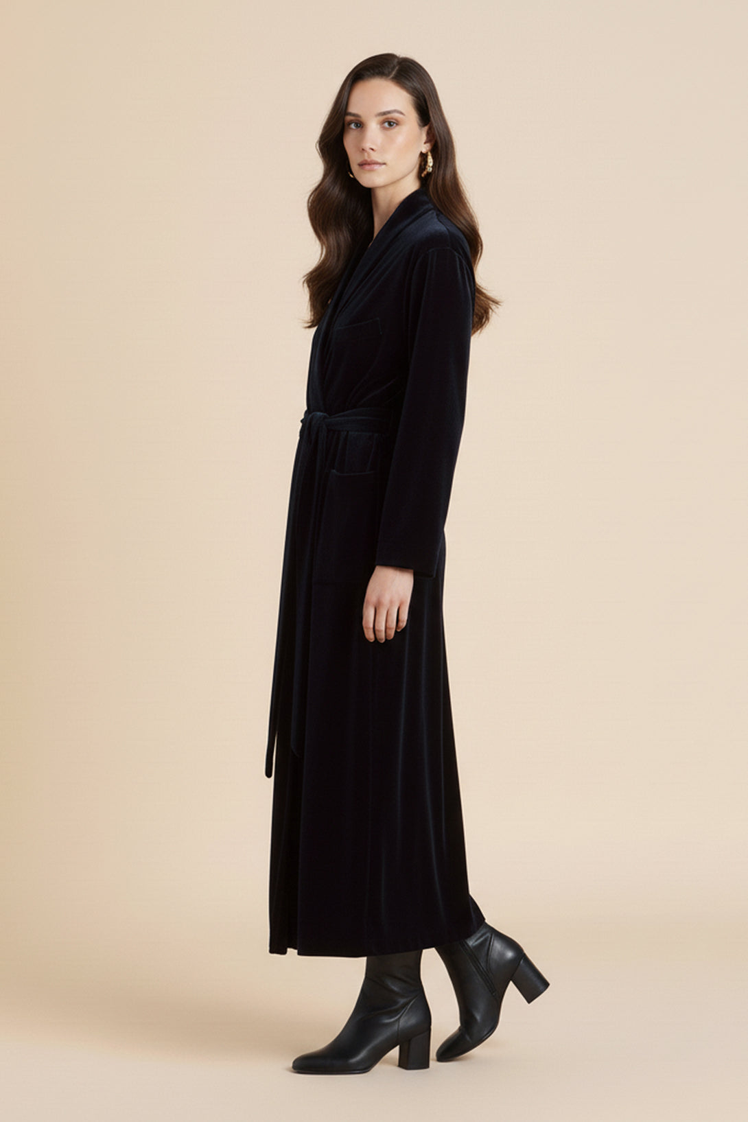 Black Velvet Long Sleeve Dress | Women's Maxi Wrap Style | Shahida Shahida Parides Black Velvet Long Sleeve Dress | Women's Maxi Wrap Style | Shahida Shahida Parides