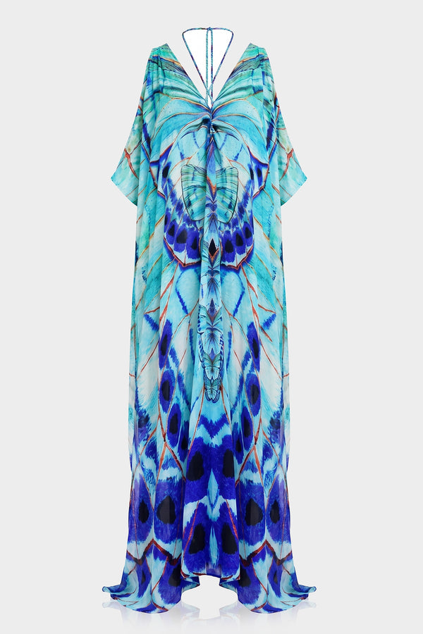 flowy kaftan maxi dress Multiwear in Annabella Butterfly-Print {Designer Silk Kaftan} Shahida Parides Kaftan USA Beach kaftan