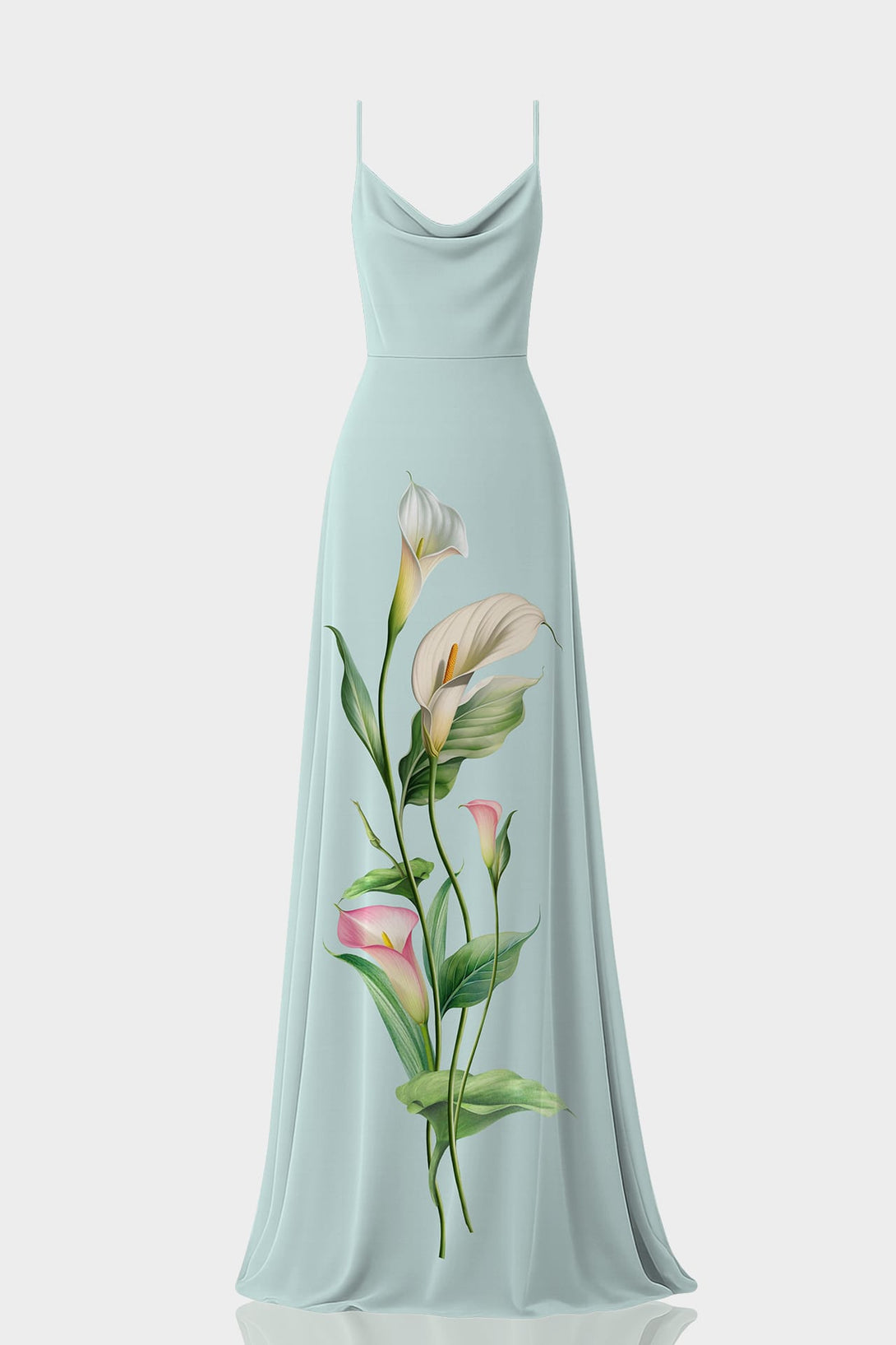 calla lily formals & prom dresses S Mint Cowl Neck Formal Summer Destination Dress Fitted Navy Gown I need a sneaker cascading cowl neckline frames Kid Size:4T