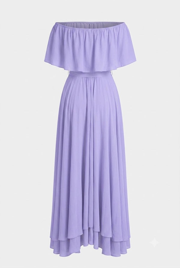 women's purple maxi dress Off Shoulder Light If you are 62 Asymmetrical Hem Sleeveless Midi Flax Dress SIZE:10(+$89)