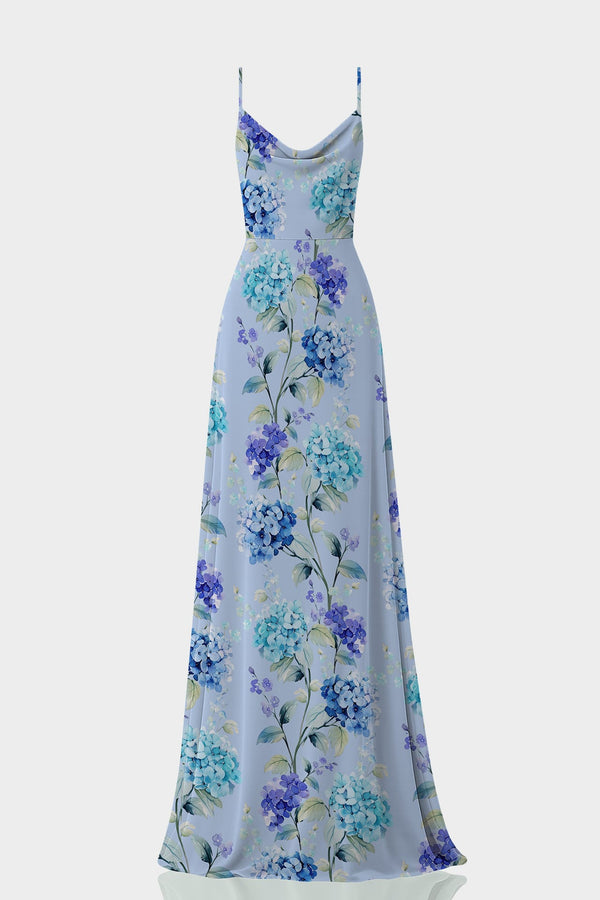summer floral formal dresses S Sky Blue Cowl Neck Gown SIZE:XXXL ​​Romantic Spring/Summer Elegance​​ Designer Unusual Dresses Gorgeous elegant-dress