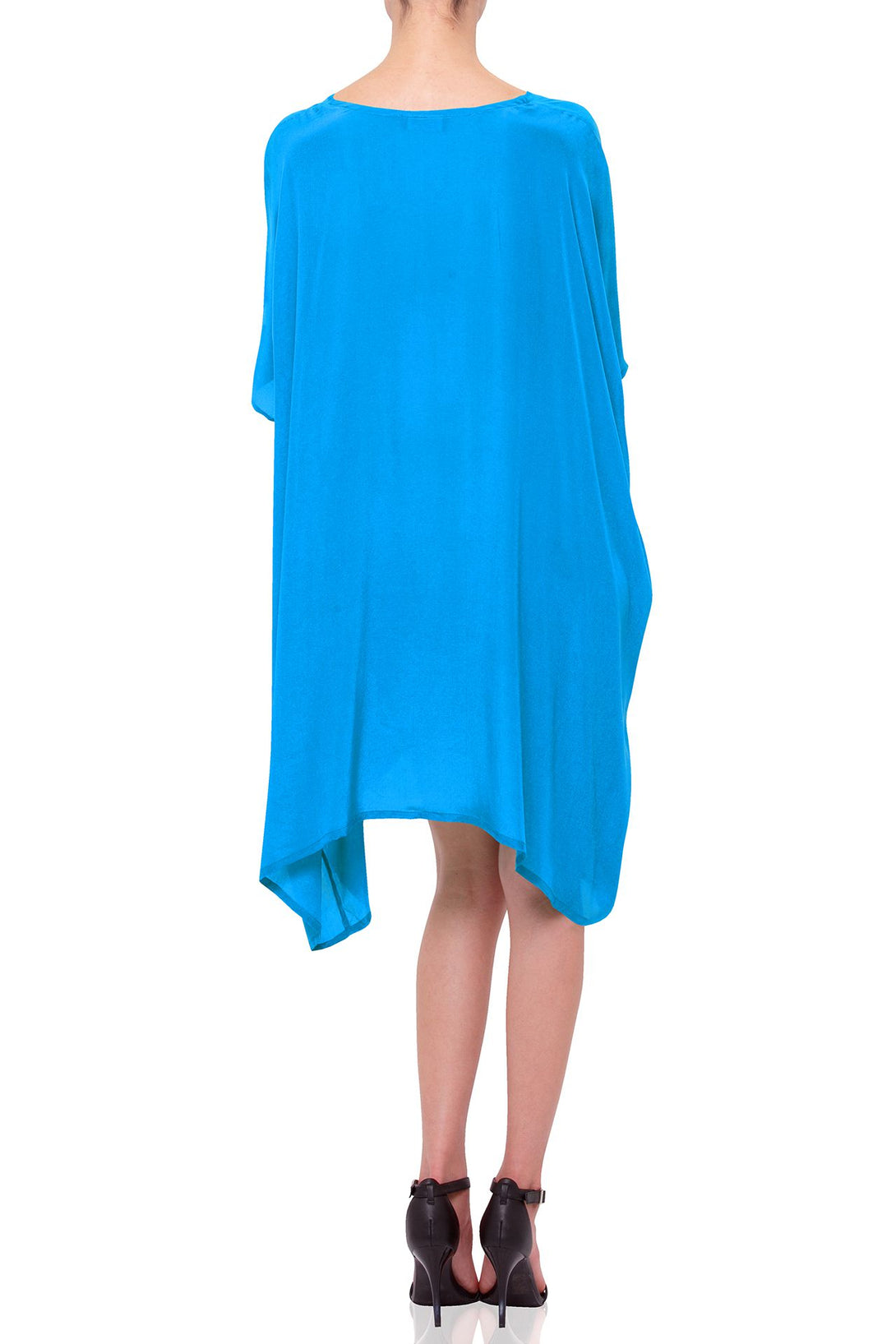  blue short dress, ladies kaftan, short frock for women party wear, Shahida Parides, short silk dress,