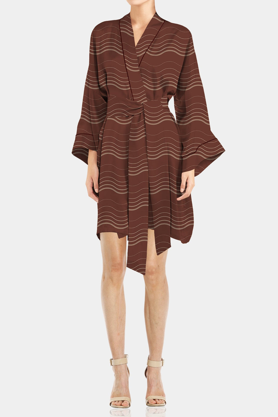 Small Stripe Print Short Summer Kimono Small Stripe Print Short Summer Kimono