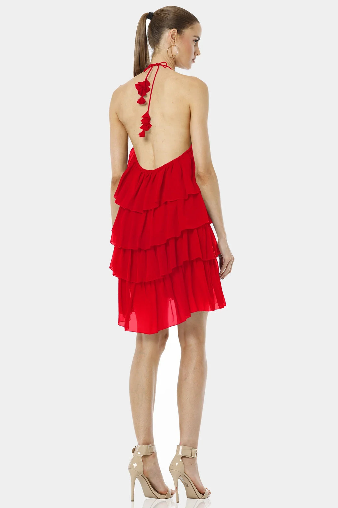 Small Red Halter Neckline Mini Ruffle Dress Small Red Halter Neckline Mini Ruffle Dress