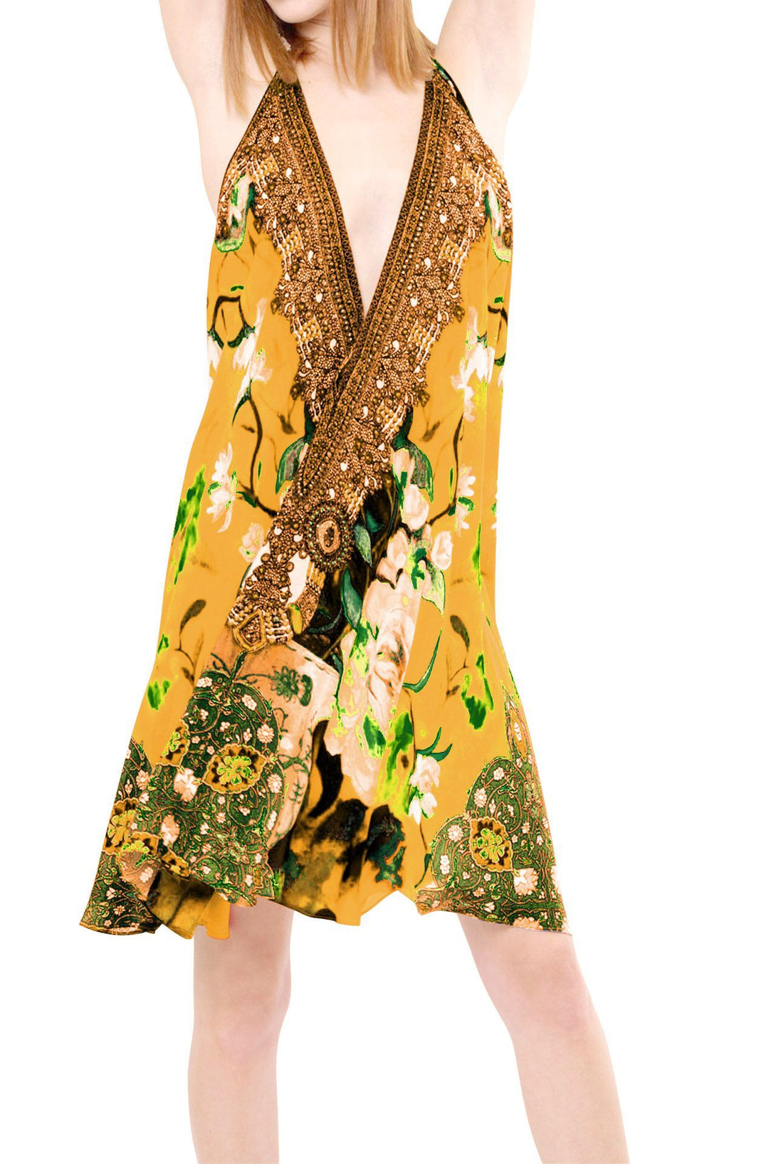 bright yellow mini dress, Shahida Parides, sexy short frock, designer mini dress,