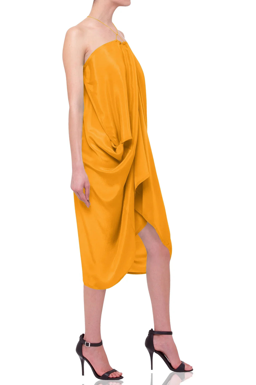 yellow silk dress short Designer Silk Kaftan | Mini Summer Dresses For Women | Shahida Parides XL (14 US